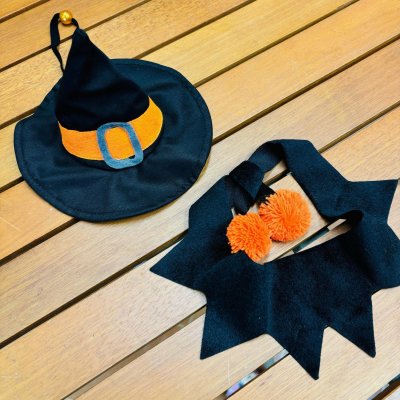 画像1: ハロウィン バンダナ とハロウィン帽子のセット